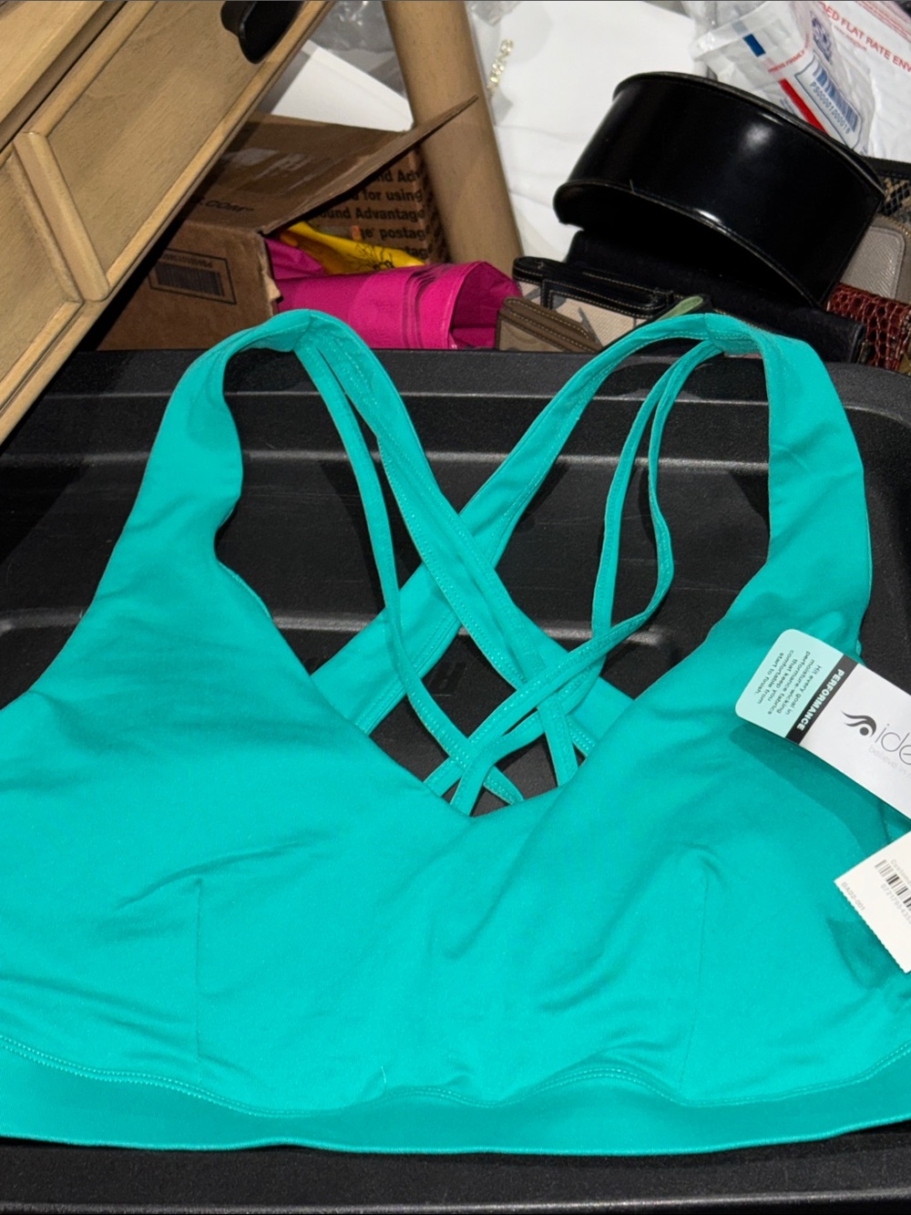 Ideology Teal Green Crisscross Sports Bra Bralette